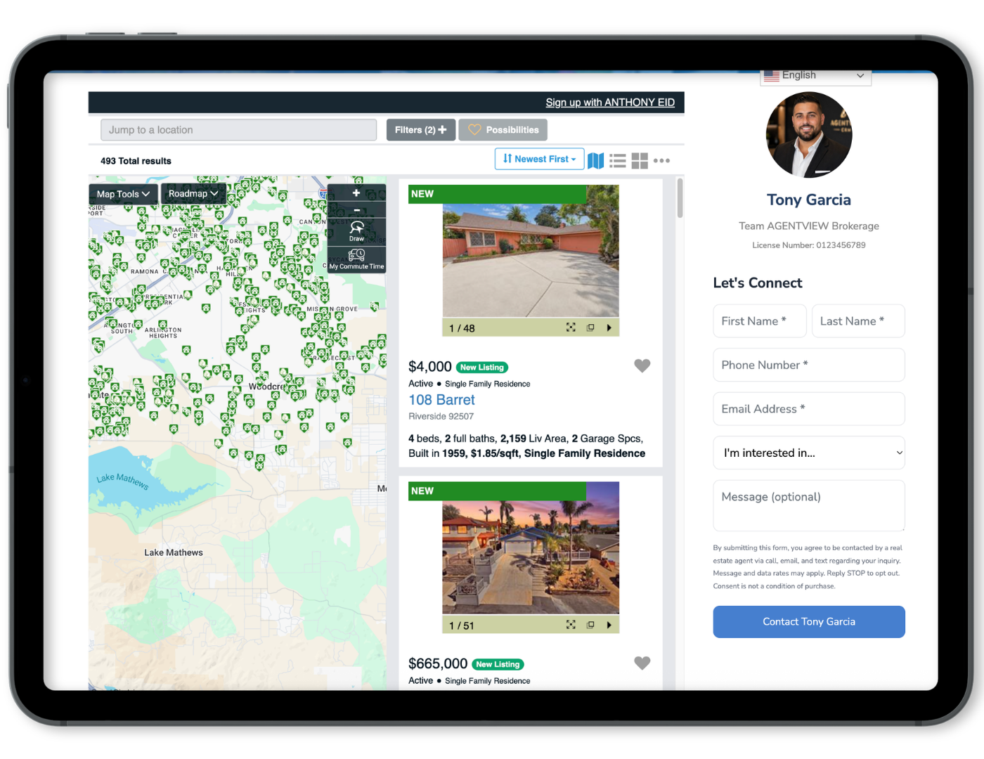 Finished AGENTVIEW real estate agent website with property search
