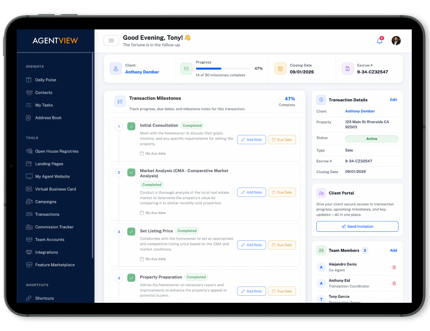 AGENTVIEW Collaborative Transaction Screen