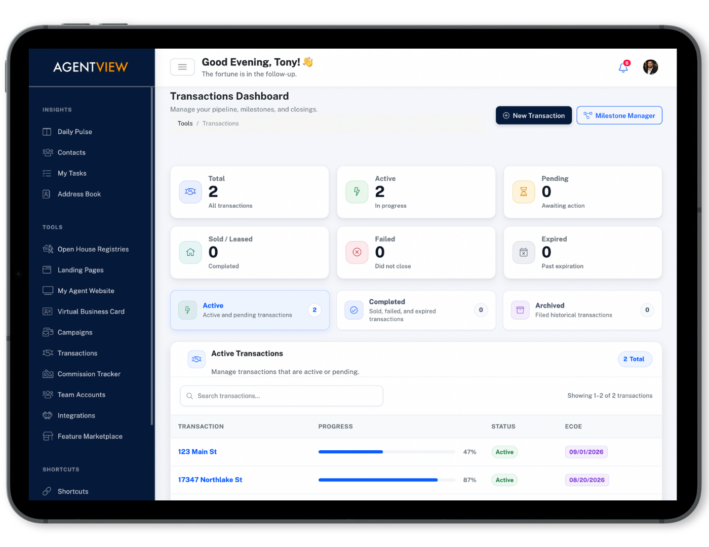 AGENTVIEW transaction collaboration workspace